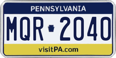 PA license plate MQR2040