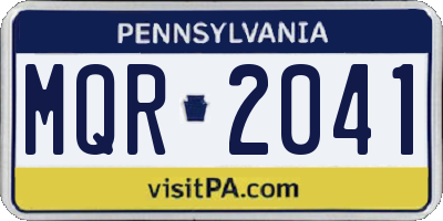 PA license plate MQR2041
