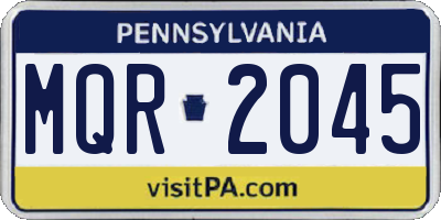 PA license plate MQR2045