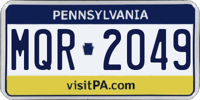 PA license plate MQR2049