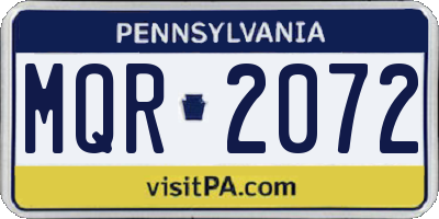 PA license plate MQR2072