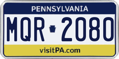 PA license plate MQR2080