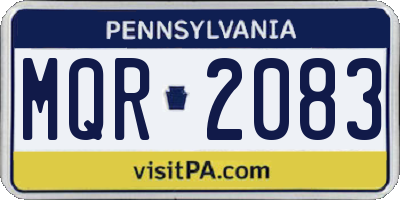 PA license plate MQR2083