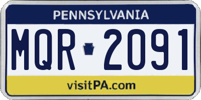 PA license plate MQR2091