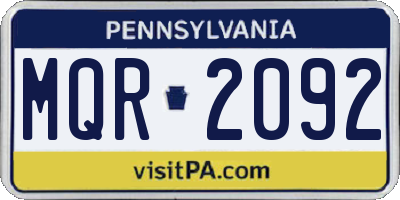 PA license plate MQR2092