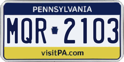 PA license plate MQR2103