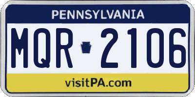 PA license plate MQR2106