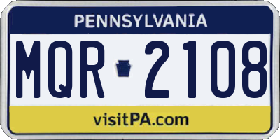 PA license plate MQR2108