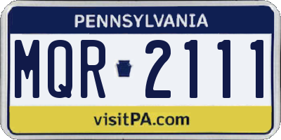 PA license plate MQR2111