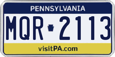 PA license plate MQR2113