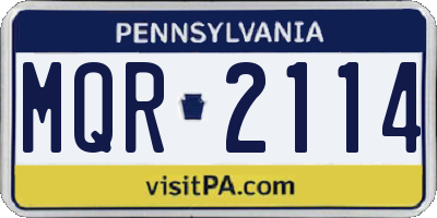 PA license plate MQR2114