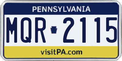PA license plate MQR2115