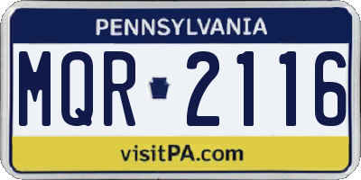 PA license plate MQR2116