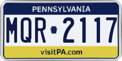 PA license plate MQR2117