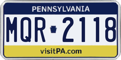 PA license plate MQR2118