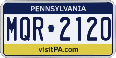 PA license plate MQR2120