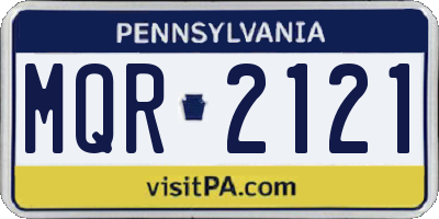 PA license plate MQR2121