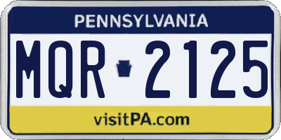 PA license plate MQR2125