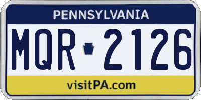 PA license plate MQR2126