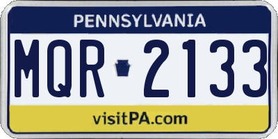 PA license plate MQR2133