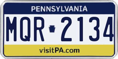 PA license plate MQR2134