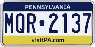 PA license plate MQR2137