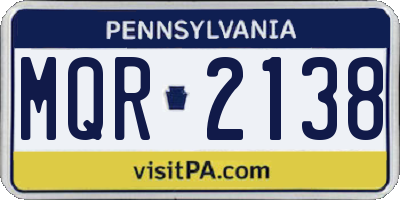 PA license plate MQR2138