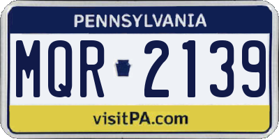 PA license plate MQR2139