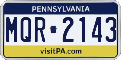 PA license plate MQR2143