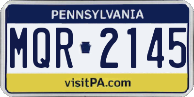 PA license plate MQR2145