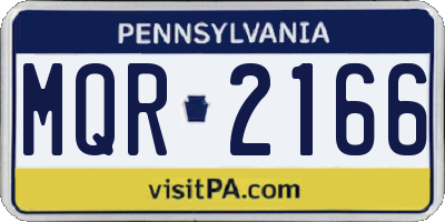 PA license plate MQR2166