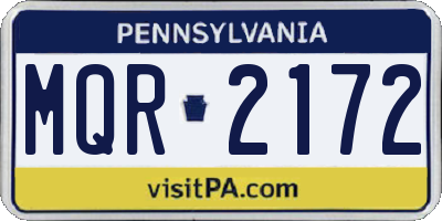 PA license plate MQR2172