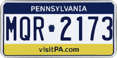 PA license plate MQR2173