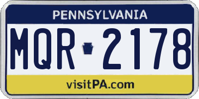 PA license plate MQR2178