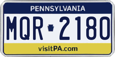 PA license plate MQR2180