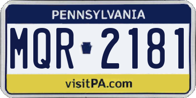 PA license plate MQR2181