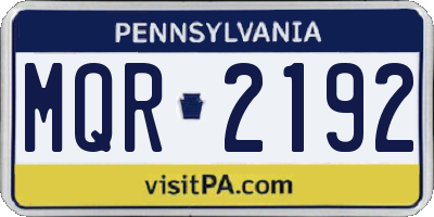 PA license plate MQR2192