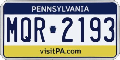 PA license plate MQR2193