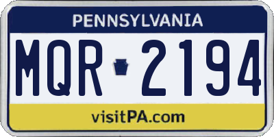 PA license plate MQR2194