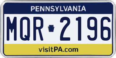 PA license plate MQR2196
