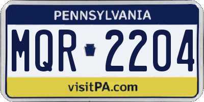 PA license plate MQR2204