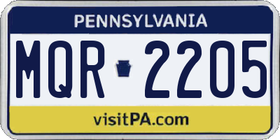 PA license plate MQR2205