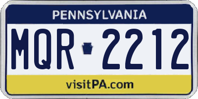 PA license plate MQR2212