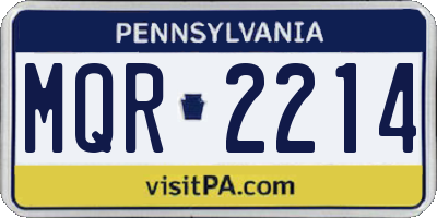 PA license plate MQR2214