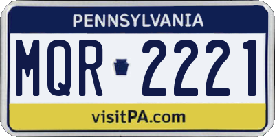 PA license plate MQR2221
