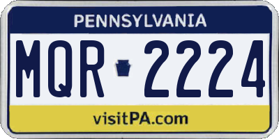 PA license plate MQR2224