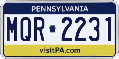 PA license plate MQR2231