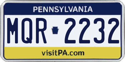 PA license plate MQR2232