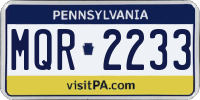 PA license plate MQR2233