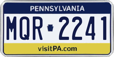 PA license plate MQR2241